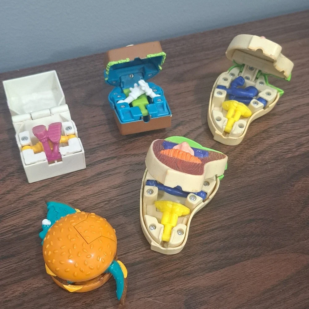 VTG McDonalds Changeables Happy Meal Toy Lot Burger Milk Steak Retro Collectible